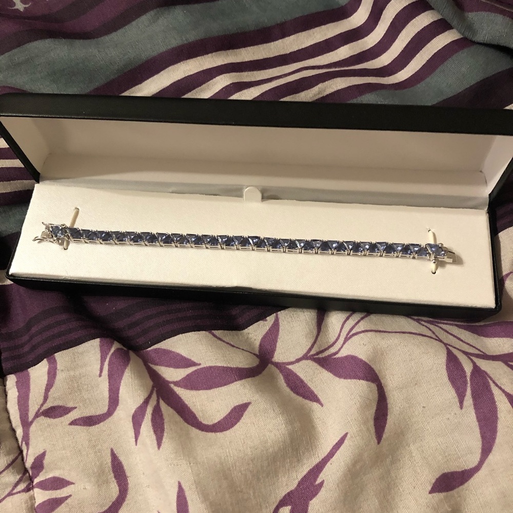 Light purple stone and silver tennis bracelet